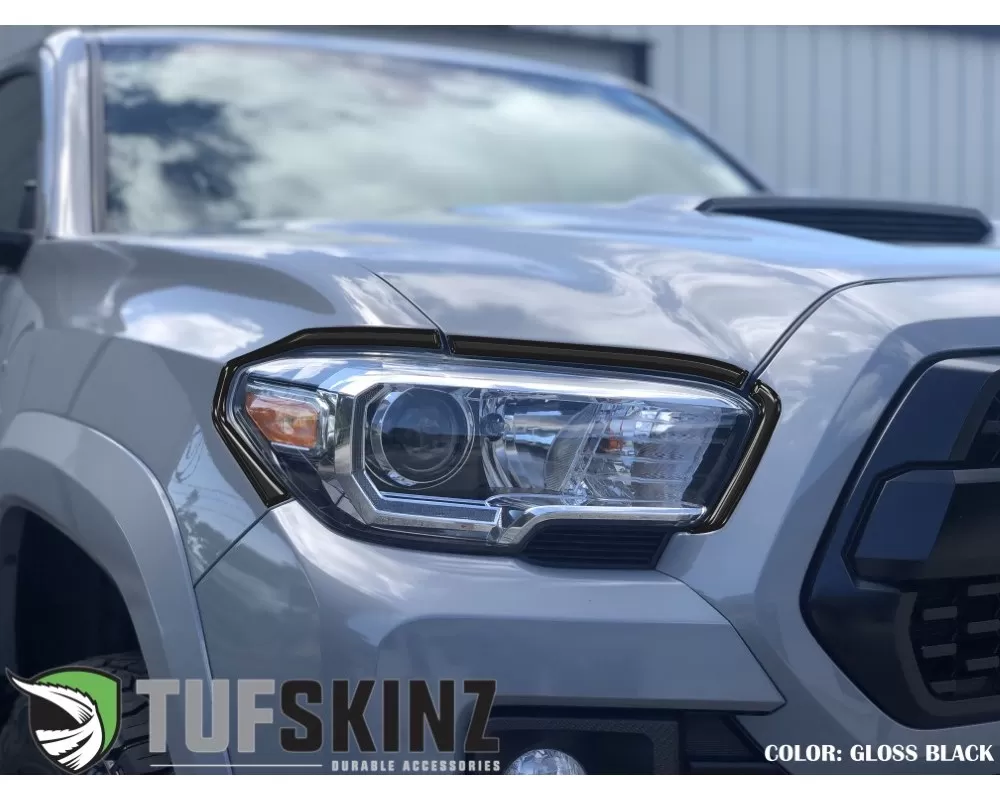 Tufskinz Headlight Accent Trim Fits 2016-2020 Toyota Tacoma 6 Piece Kit In Gloss Black - TAC063-BLK-G