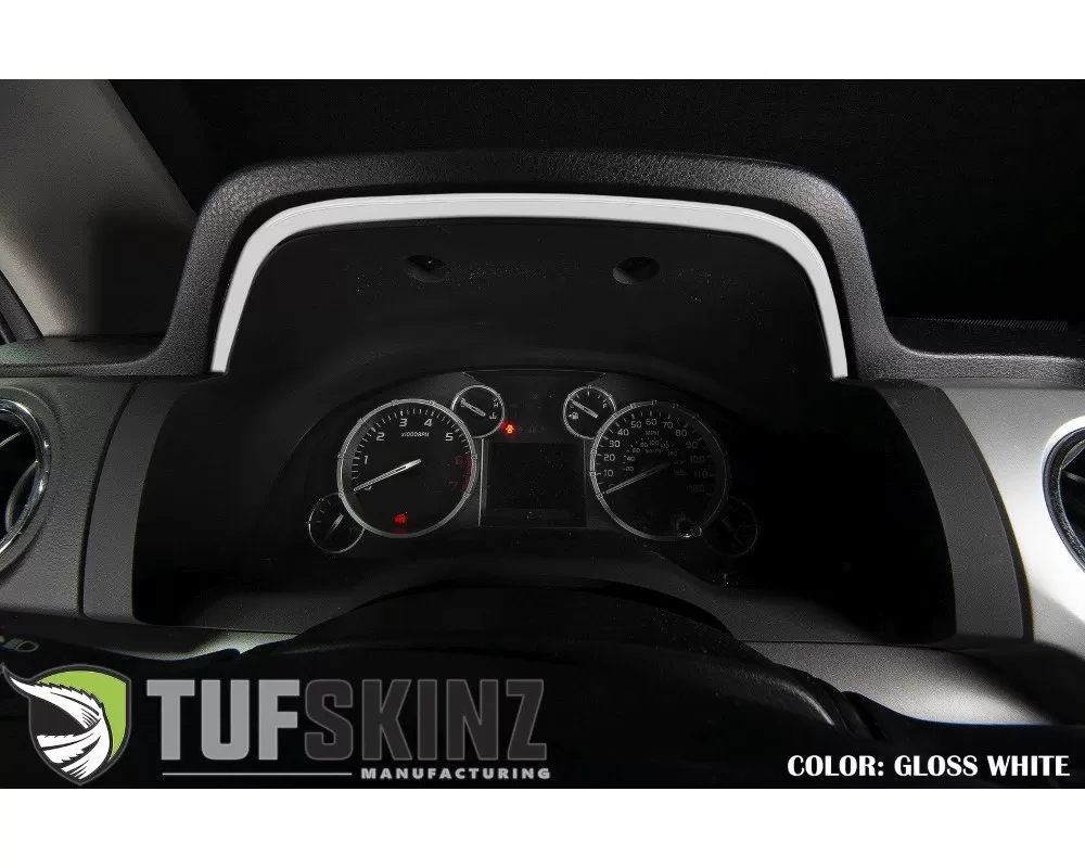 Tufskinz Dashboard Accent Trim Fits 2014-2020 Toyota Tundra 1 Piece Kit In Gloss White - TUN033-WHT-G