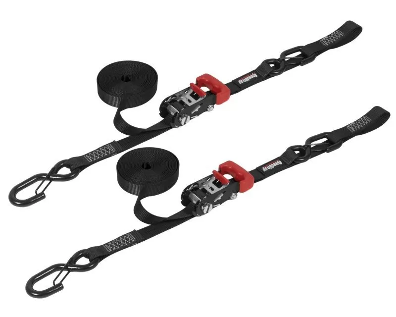 SpeedStrap 1" x 15' Ratchet Tie Down w/ Snap 'S' Hooks and Soft Tie (2 Pack) - Black - 11801-2