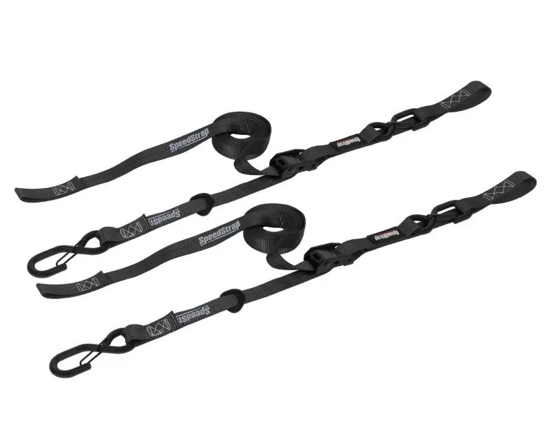SpeedStrap 1" x 10' Cam-Lock Tie Down with Snap S-Hooks and Soft-Tie (2 Pack) - Black - 13801-2