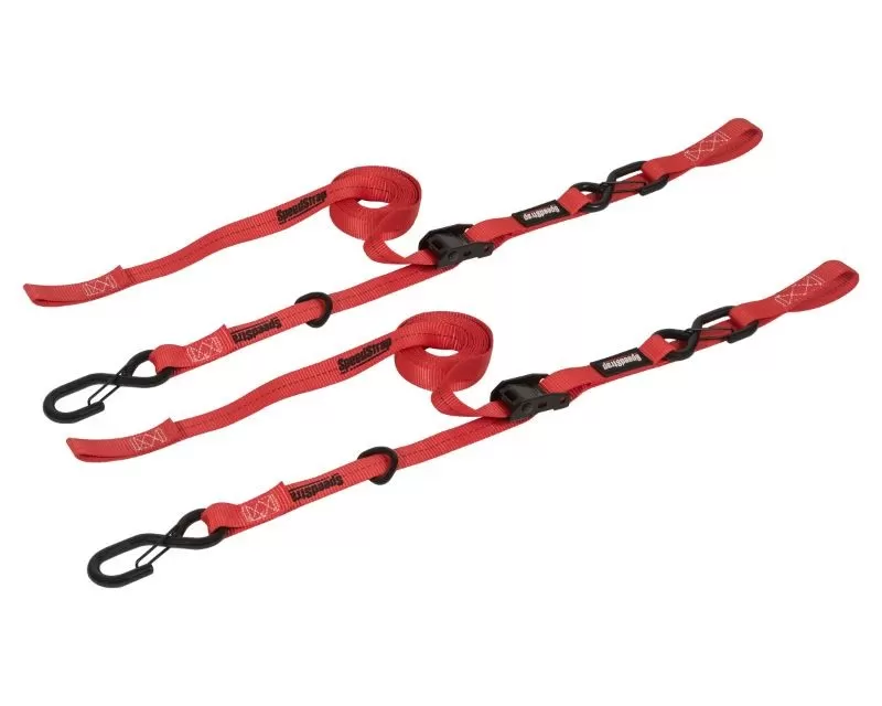 SpeedStrap 1" x 10' Cam-Lock Tie Down with Snap S-Hooks and Soft-Tie (2 Pack) - Red - 13803-2
