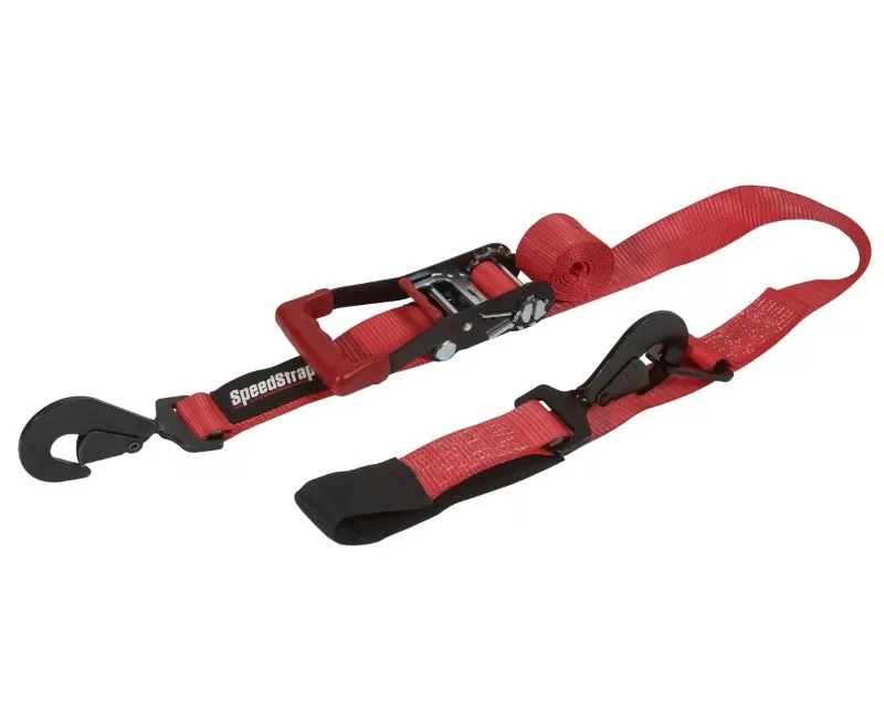SpeedStrap 2" x 10' Ratchet Tie Down w/ Twisted Snap Hooks & Axle Strap Combo, Red - 27013