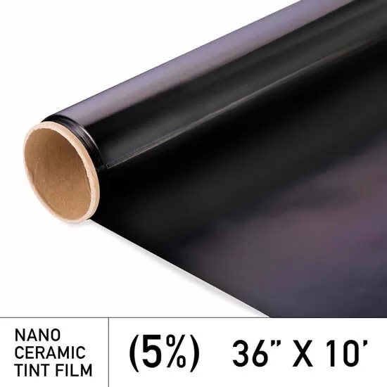 Window Tint 5 Percent Visibility 99 Percent IRR 100 Percent UV 36 Inch x 10 FT  Roll Nano Ceramic 2 mm MotoShield Pro