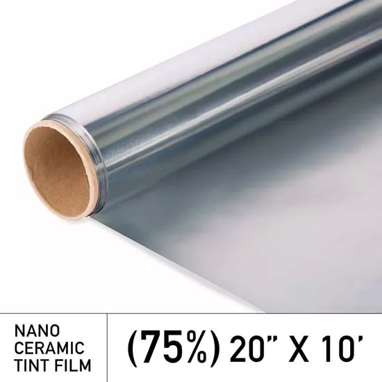 Window Tint 75 Percent Visibility 99 Percent IRR 100 Percent UV 20 Inch x 10 FT Roll Nano Ceramic 2 mm MotoShield Pro - 490-410
