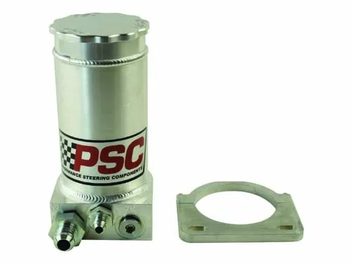 Pro Touring Brushed Aluminum Remote Reservoir Kit, #6AN Return #10AN Feed PSC Performance Steering Components - SR146-6-10-SB