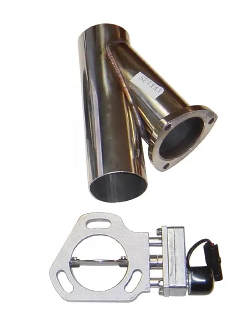 Pypes Exhaust Y-Exhaust Electric Dump Cutout 2.5-Inch Natural Aluminum And Stainless Steel - HVE11K