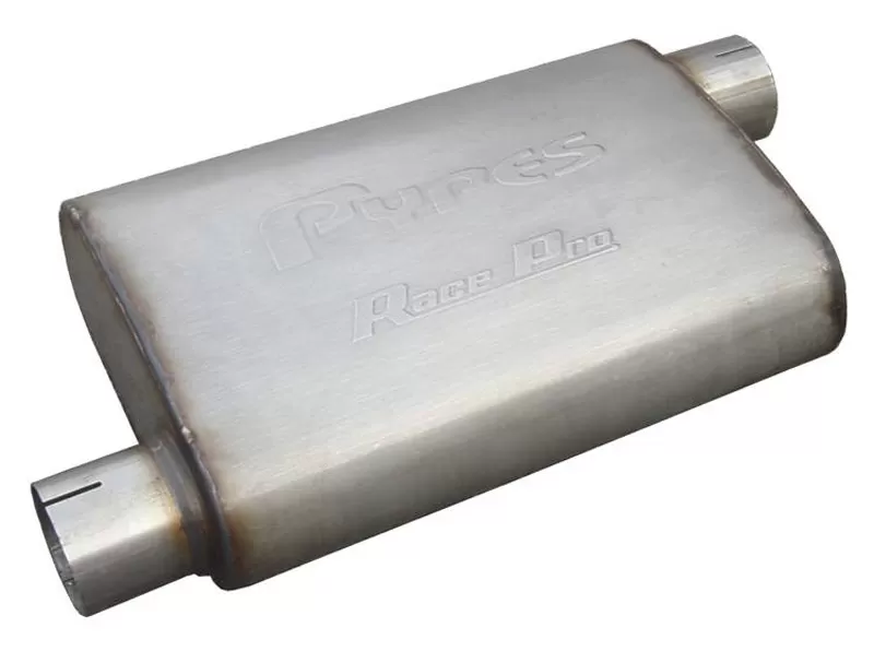 Pypes Exhaust Race Pro Series Muffler 14-Inch 2.5-Inch Offset/Offset Stainless Steel - MVR10
