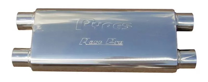 Pypes Exhaust Race Pro Series Muffler 2.5-Inch Dual Inlet/Outlet 20-Inch L Polished Stainless Steel - MVR100S