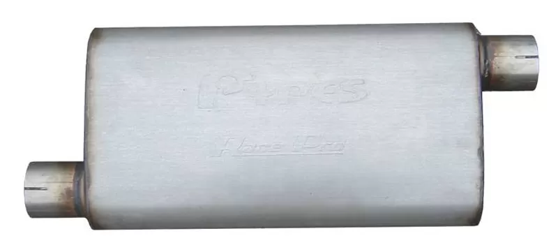 Pypes Exhaust Race Pro Series Muffler 18-Inch 2.5-Inch Offset/Offset Stainless Steel - MVR30