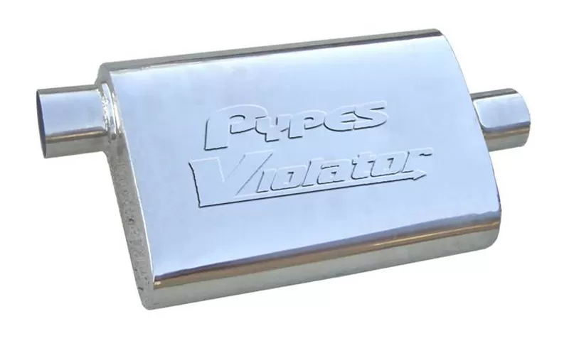 Pypes Exhaust Violator Series Muffler 14-Inch 2.5-Inch Offset/Center Stainless Steel - MVV13
