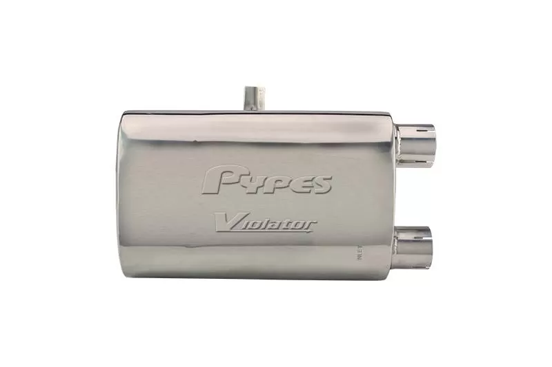Pypes Exhaust Violator Series Muffler 16-Inch 2.5-Inch Offset/Offset Polished Stainless Steel - MVV50S