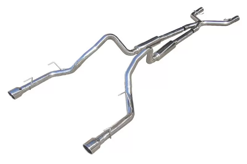 Pypes Exhaust Catback Mid Muffler Exhaust Split Rear Dual Exit 2.5-Inch And Tailpipe M80 Mufflers 4-Inch Polished Tips Included Stainless Steel Mustang 2005-2010 - SFM69