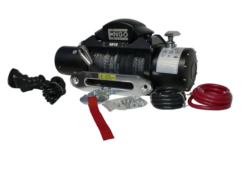 Engo Electric Winch 10,000 LB (4536kg) 12 Volt W/Synthetic Rope Black Satin Finish SR Model - 97-10000S