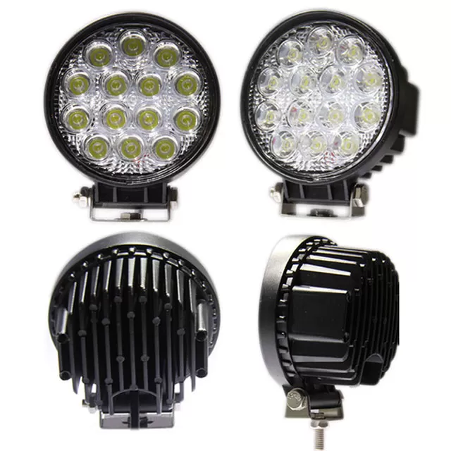 Engo 4 Inch LED Work Lights RW Series Round 42 Watt Led Single Flood Light Requires Wiring Harness - EN-JG-W042-F