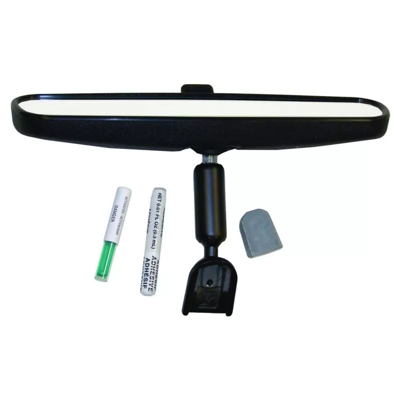 Crown Automotive Jeep Replacement Rearview Mirror Kit, Black, Includes 9.75" Wide Mirror, Button & Adhesive - 8993023K