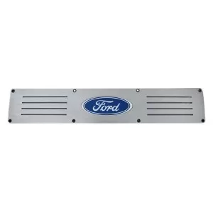 Recon Truck Accessories Billet Aluminum Door Sill Brushed Finish Ford Logo In Blue Illumination - 264121RFD