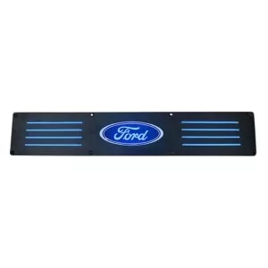 Recon Truck Accessories Billet Aluminum Door Sill Kick Plate In Black Finish Blue Illumination Ford Superduty 99-16 - 264121RFDBK