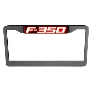 Recon Truck Accessories Black Billet Aluminum License Plate Frame Red Illuminated Logo Ford F350 - 264311F350