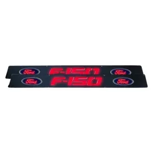 Recon Truck Accessories Billet Aluminum Door Sill Black Finish Ford F150 Logo In Red Illumination Ford F150 09-14 - 264321FDBKRD