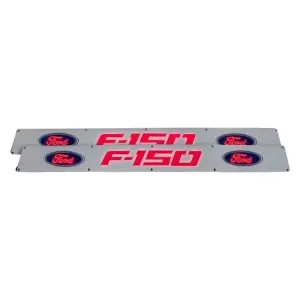 Recon Truck Accessories Billet Aluminum Door Sill Brushed Finish Ford F150 Logo In Red Illumination Ford F150 09-14 - 264321FDRD