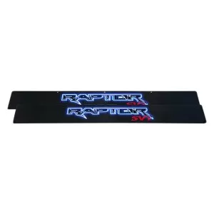 Recon Truck Accessories Billet Aluminum Door Sill Kick Plate Illuminated Blue Ford SVT Raptor 09-14 - 264421FDBK