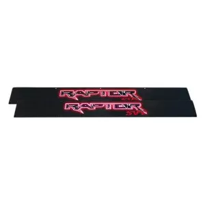 Recon Truck Accessories Billet Aluminum Door Sill Black Finish Raptor In Red Illumination Ford SVT Raptor 09-14 - 264421FDBKRD