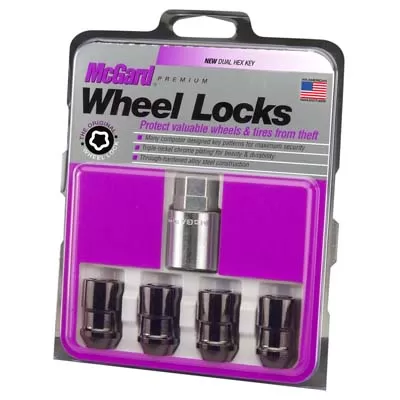 McGard Wheel Lock Nut Set - 4pk. (Cone Seat) M12X1.5 / 19mm & 21mm Dual Hex / 1.46in. Length - Black - 24026