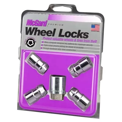 McGard Wheel Lock Nut Set - 4pk. (Cone Seat) 1/2-20 RH-LH / 13/16 Hex / 1.46in. Length - Chrome - 24131