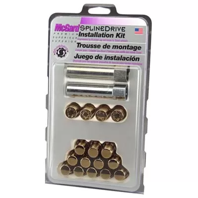 McGard SplineDrive Tuner 4 Lug Install Kit w/Locks & Tool (Cone) M12x1.25 / 13/16 Hex - Gold (CS) - 65454GDC