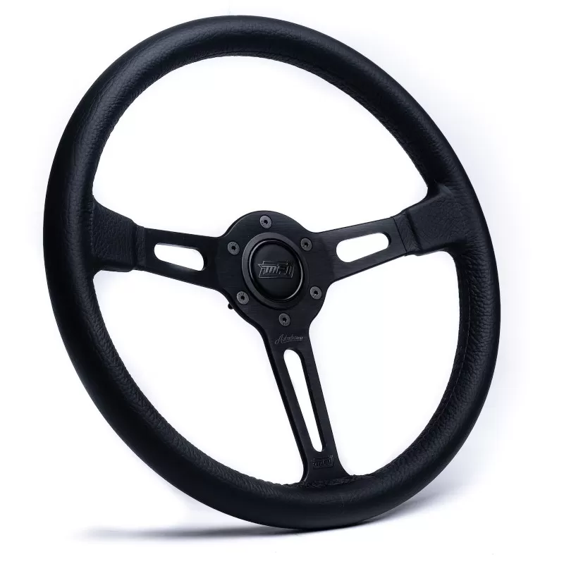 Detroit Speed Black Leather Steering Wheel MPI Autodromo 80 Series Black Center W/Horn - 092580BDS