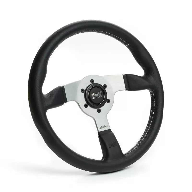 Detroit Speed Black Leather Steering Wheel MPI Autodromo 90 Series Black Center W/Horn - 092590SDS