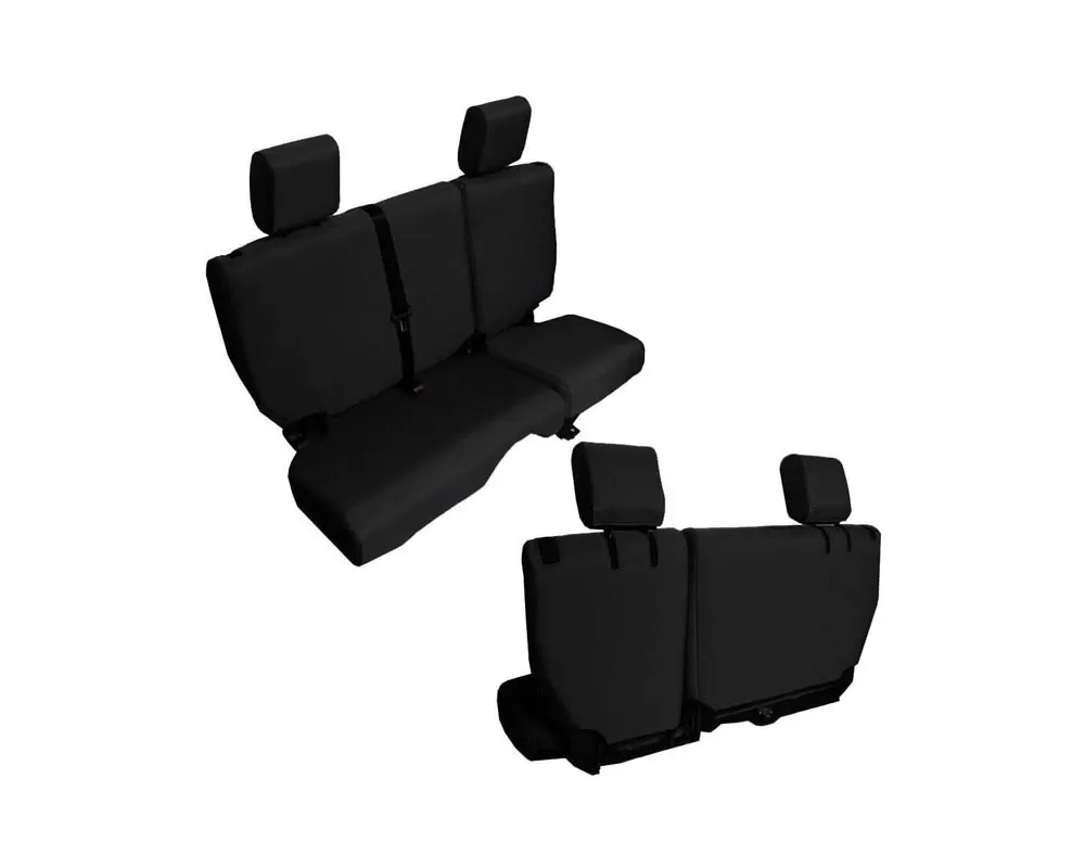 Bartact Black Baseline Performance Rear Split Bench Seat Covers Jeep Wrangler JKU 2011-2012 - JKBC2007R4B