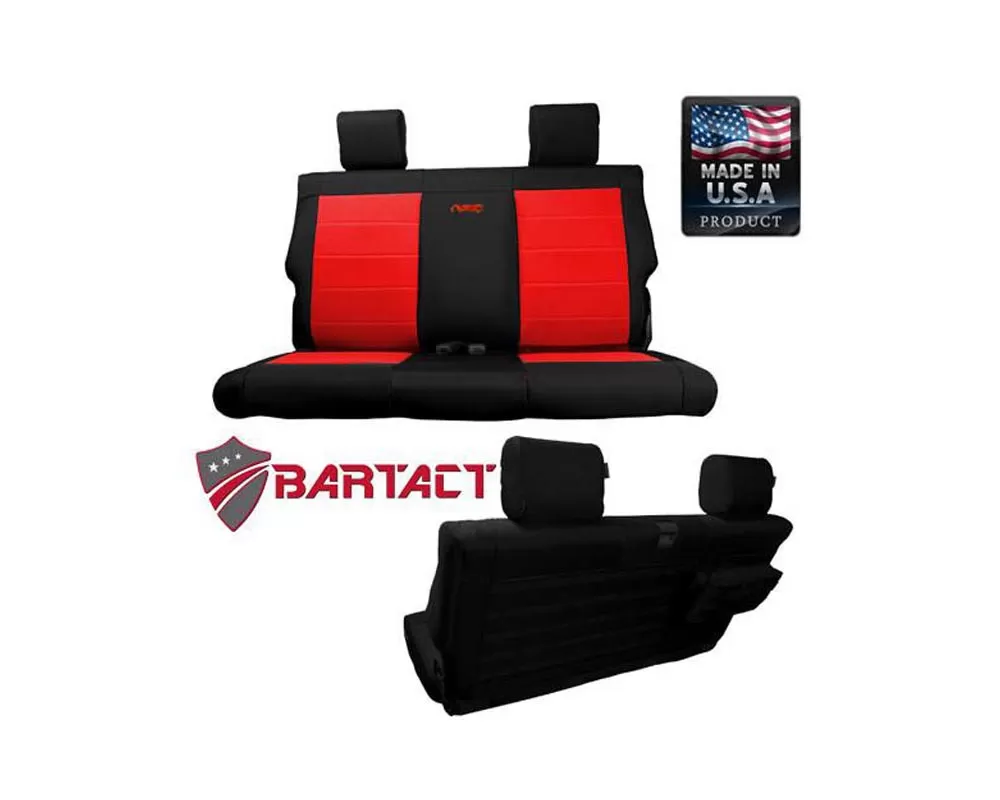 Bartact Black/Red Tactical Series Rear Bench Seat Covers Jeep Wrangler JK 2 DR 2007-2010 - JKSC0710R2BR