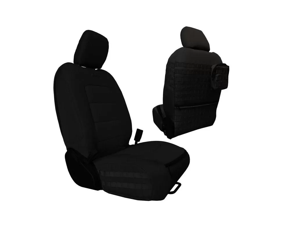 Bartact Black/Black Tactical Front Seat Covers Jeep Wrangler JL 4 DR 2018-2022 - JLTC2018FPBB