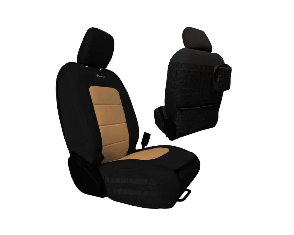 Bartact Black/Khaki Tactical Front Seat Covers Jeep Wrangler JL 4 DR 2018-2022 - JLTC2018FPBK