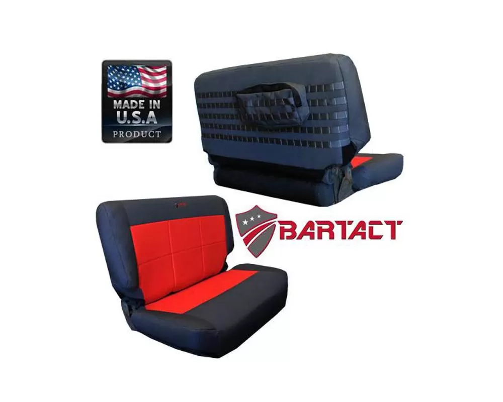 Bartact Black/Khaki Tactical Series Rear Bench Seat Covers Jeep Wrangler TJ 1997-2002 - TJSC9702RBBK