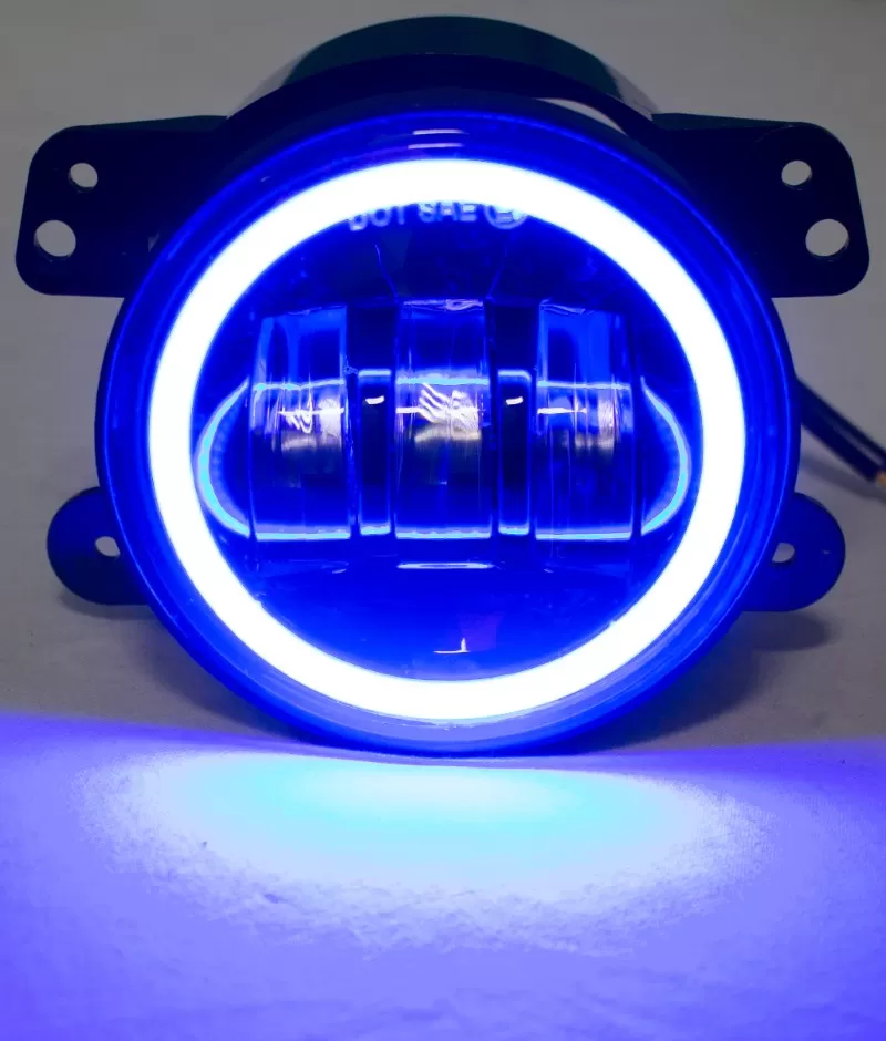 Race Sport Lighting Blue CREE LED Halo 4 Inch 30 Watt 1440 Lumens Fog Light Kit Jeep 07-17 - RS-4FHALOB