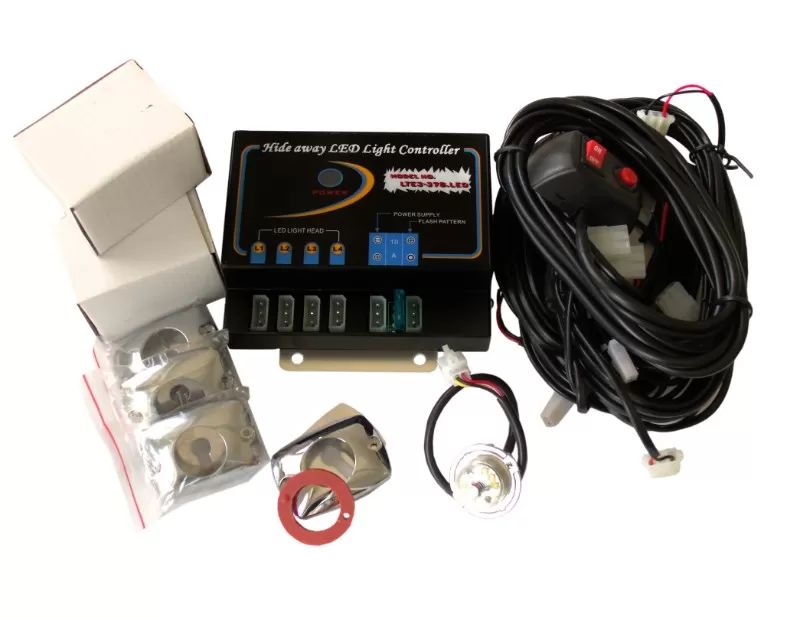 Race Sport Lighting Amber 4-LED Hi-Power Strobe Lighting Kit With Brain Unit and Multiple Mounting Options - RS-RTE3-307B(A)