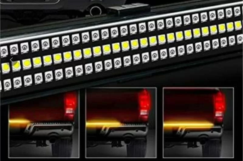 Race Sport Lighting Triple Row LED Truck Tailgate Light Bar 5-function 3-Color IP68 with Sequential Amber Turn Signals 48 Inch - RS120048