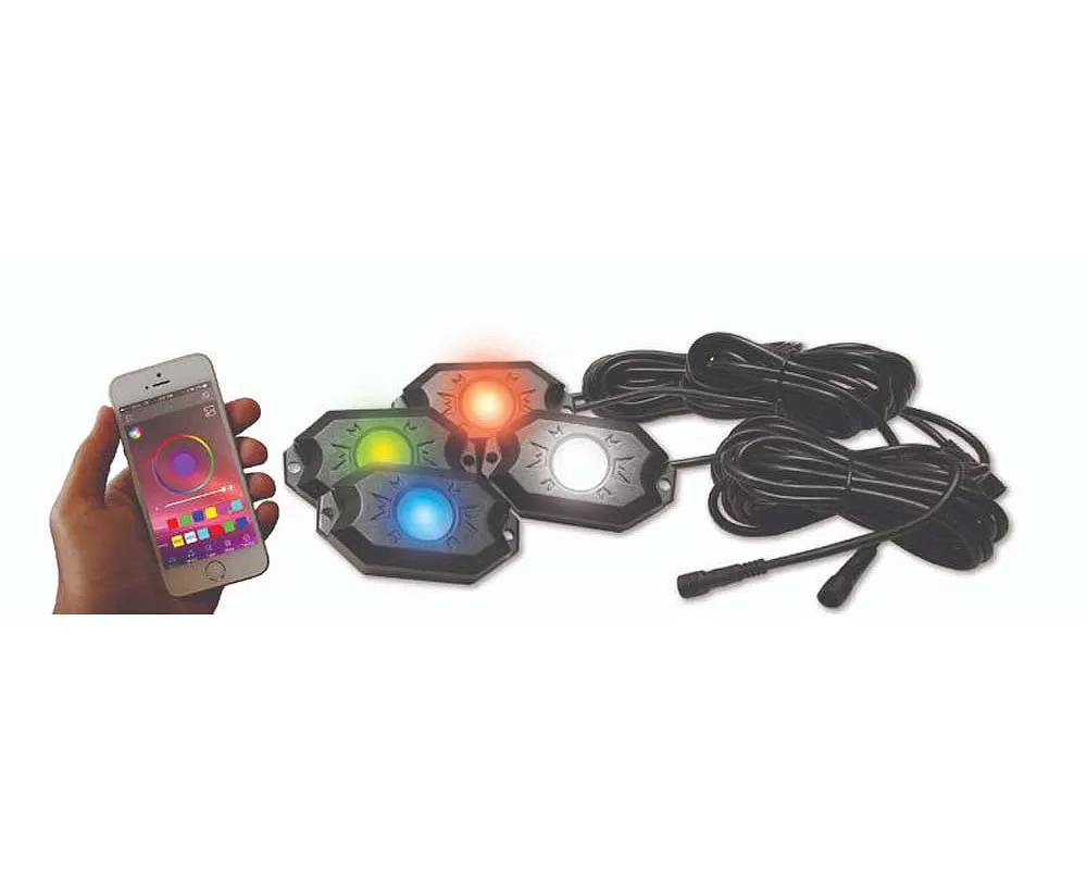 Race Sport Lighting   4-POD RGB+W Hi-Power Rock Light Bluetooth Kit - RS4PRGBW
