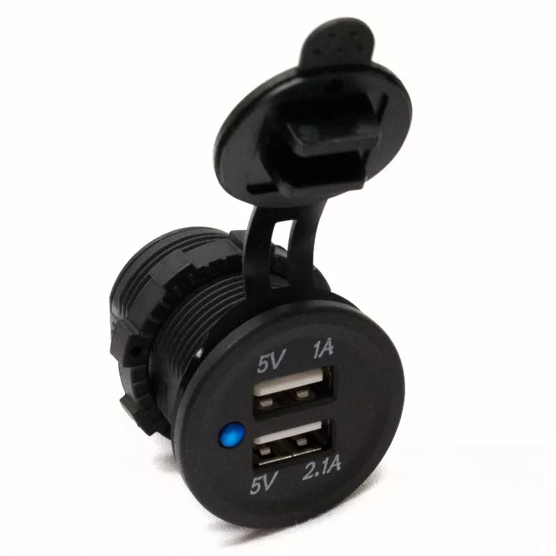 Race Sport Lighting Socket sized Dual Port USB 3.1Amp with Blue LED - RS50782