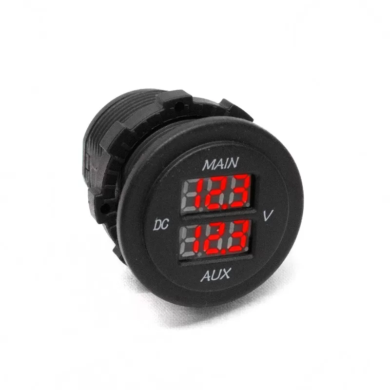 Race Sport Lighting Main and Aux Voltmeter for Round Socket Panel 10-60V - RS50888