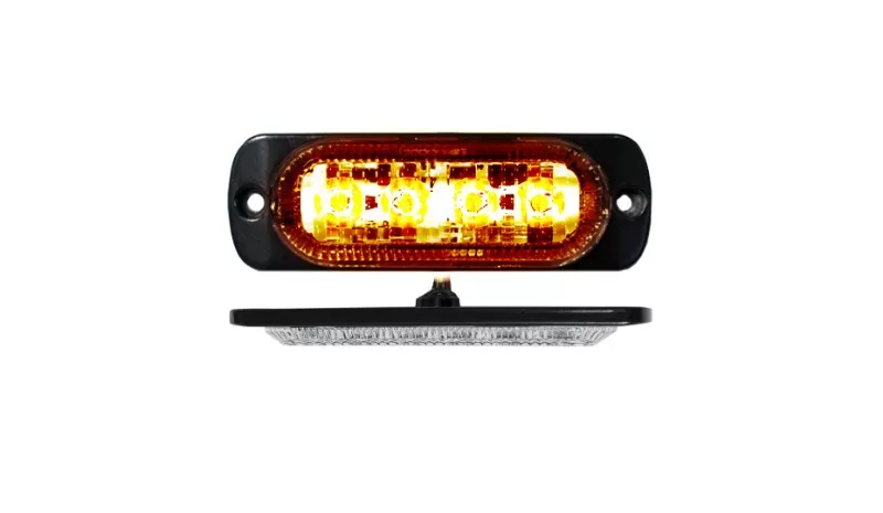 Race Sport Lighting Amber 4-LED Ultra Slim Flush Mount 19-Flash Pattern Marker Strobe Light - RS70014A