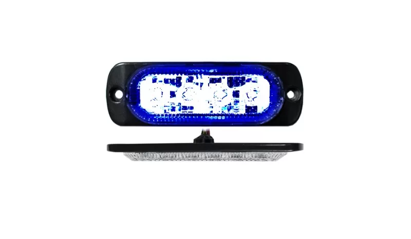 Race Sport Lighting Blue 4-LED Ultra Slim Flush Mount 19-Flash Pattern Marker Strobe Light - RS70014B