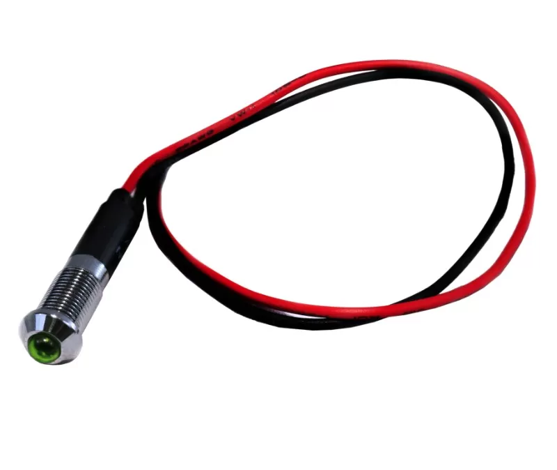 Race Sport Lighting Green 8mm LED Indicator Light with Wire - RS8MMG-W