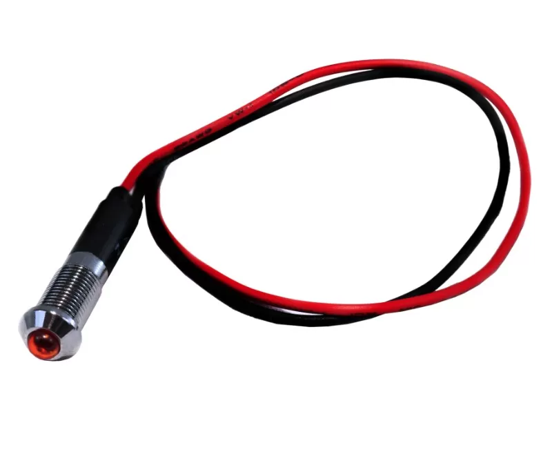 Race Sport Lighting Red 8mm LED Indicator Light with Wire - RS8MMR-W
