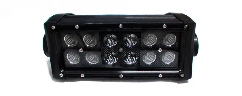 Race Sport Lighting Combo-Flood/Beam Straight Hi-Performance Light Bar Blacked Out Series Straight, Double Row, Silver 7.5 Inch 36 Watts - RSBO36