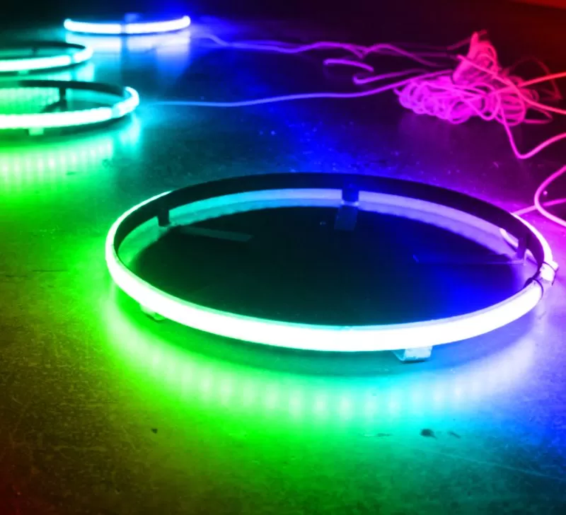 Race Sport Lighting 2-Row Race Sport  ColorADAPT  14 Inch LED Wheel Kit in RGB Multicolor - Comes with 4 mounting rings recessed with IP68 RGB LED's - RSRGB142R