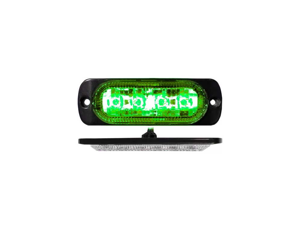 Race Sport Lighting 4-LED Ultra Slim Flush Mount 19-Flash Pattern Marker Strobe Light Green - RS70014G