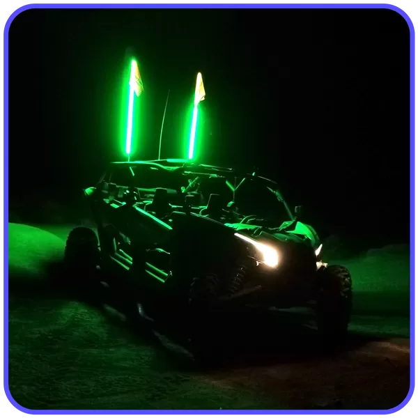 LED Light Whip 1 Foot Green W/Included Quick Disconnect Pyramid LED Whips - 1ftgrn